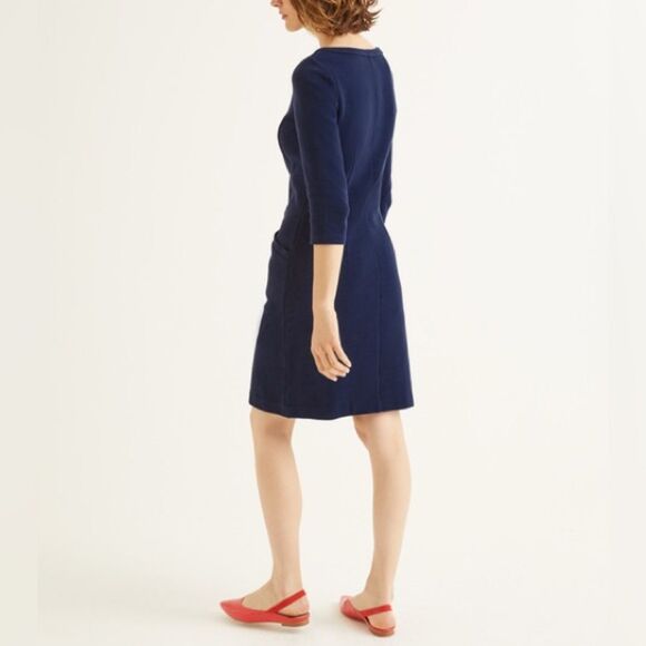 Boden Ellen Ottoman Dress – Navy, 3/4 Sleeve, Pocket Seam Detail, Size 4 - Picture 2 of 7